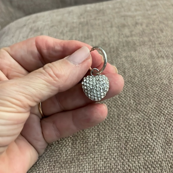 Silver hoop earrings with Crystal and Turquoise Earring Charms. - Picture 4 of 6